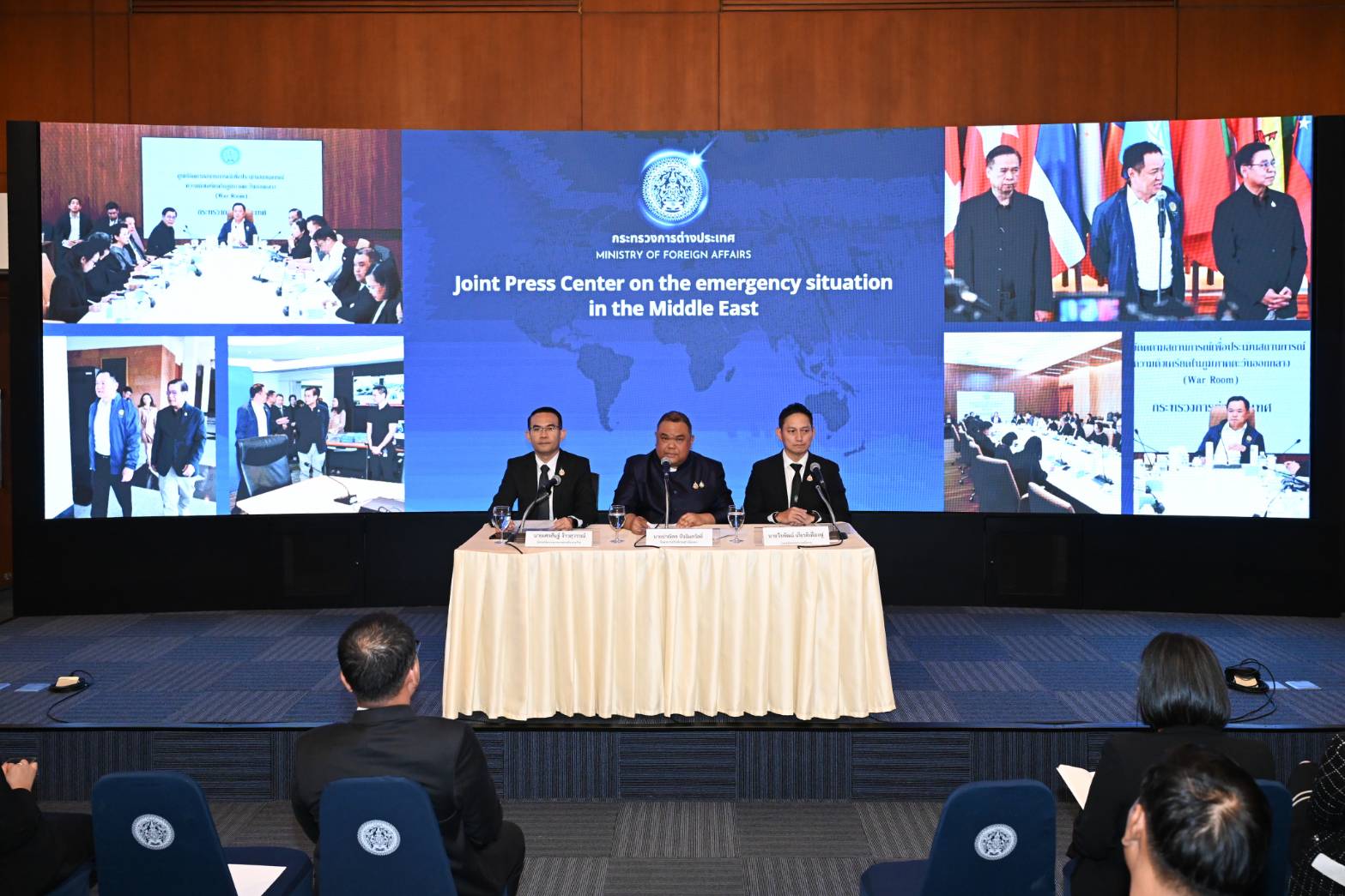 ศูนย์แถลงข่าวร่วมฯ แถลงวันแรก ติดตามวิกฤตตะวันออกกลาง ย้ำดูแลคนไทย&ndash;คุมพลังงาน&ndash;ช่วยนักท่องเที่ยว