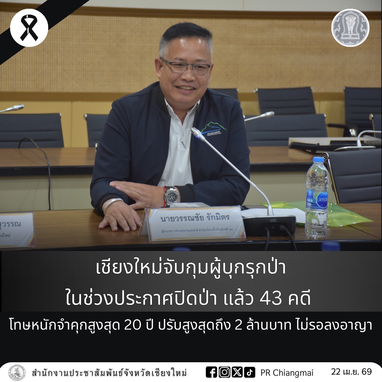 เชียงใหม่จับกุมผู้บุกรุกป่าในช่วงประกาศปิดป่า แล้ว 43 คดี โทษหนักจำคุกสูงสุด 20 ปี ปรับสูงสุดถึง 2 ล้านบาท ไม่รอลงอาญา