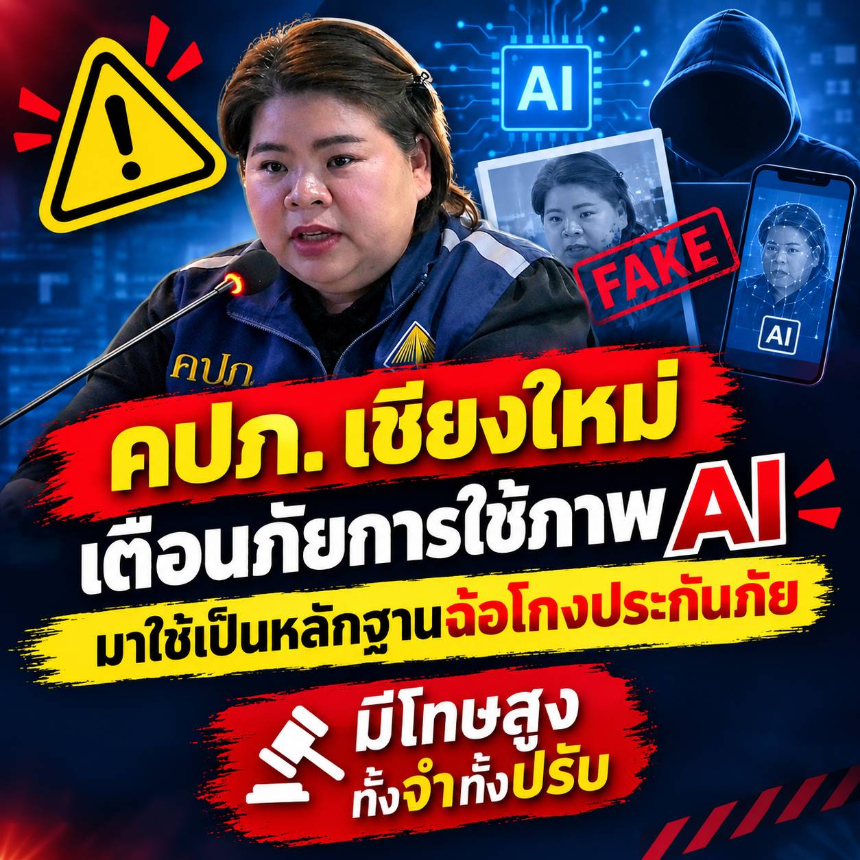 คปภ. เชียงใหม่เตือนภัยการใช้ภาพ AI มาใช้เป็นหลักฐานฉ้อโกงประกันภัย มีโทษสูงทั้งจำทั้งปรับ